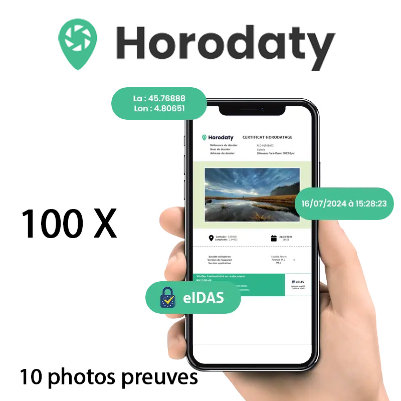 100 codes Horodaty pour 10 photos preuves